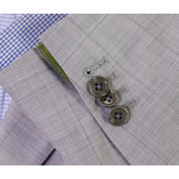 Beaux New York Custom Made Gray Tic Woven 2-Btn Wool Blazer Jacket 42S - Picture 7 of 11